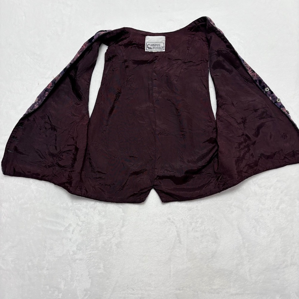 VTG 90s Campus Casuals Floral Velvet Vest Small Moody Romantic Witchy Whimsigoth - Picture 5 of 9
